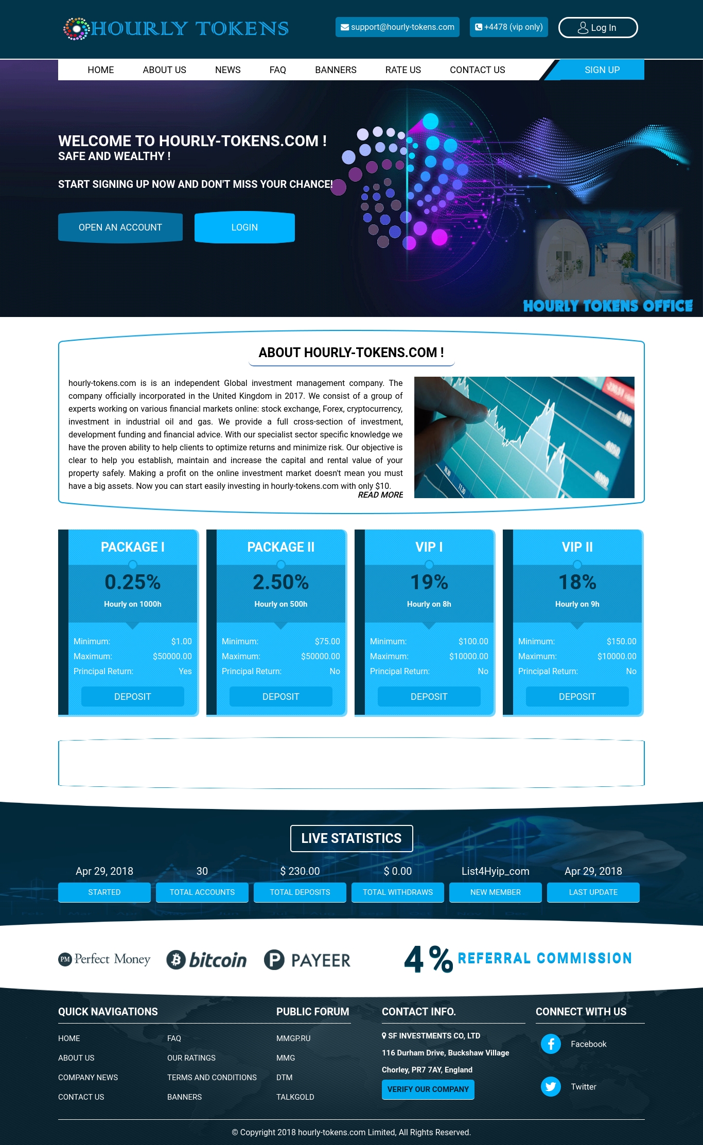 HYIP project HOURLY TOKENS