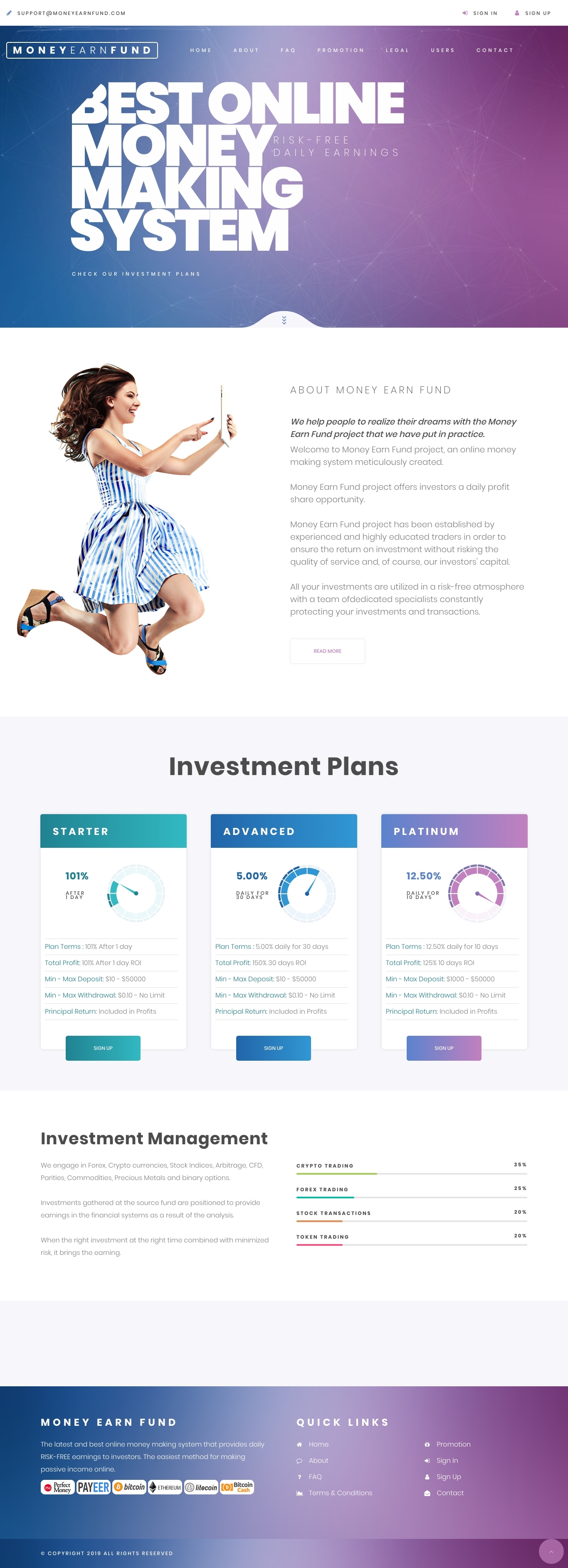 Gaming HYIP project Money Earn Fund
