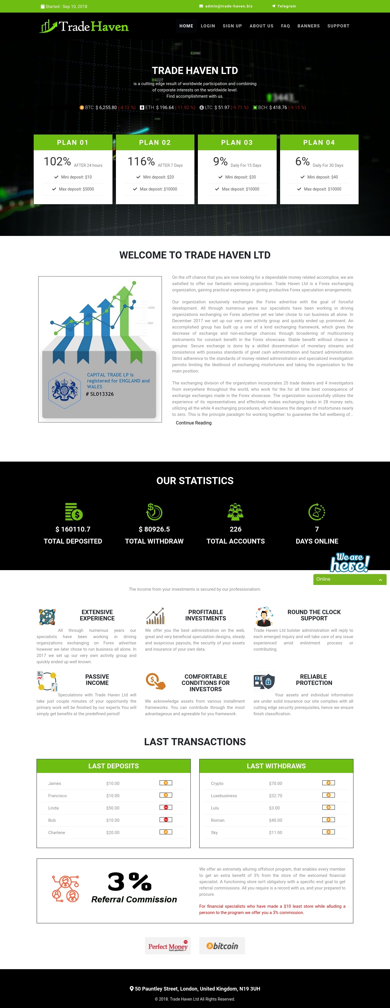 Gaming HYIP project Trade haven ltd