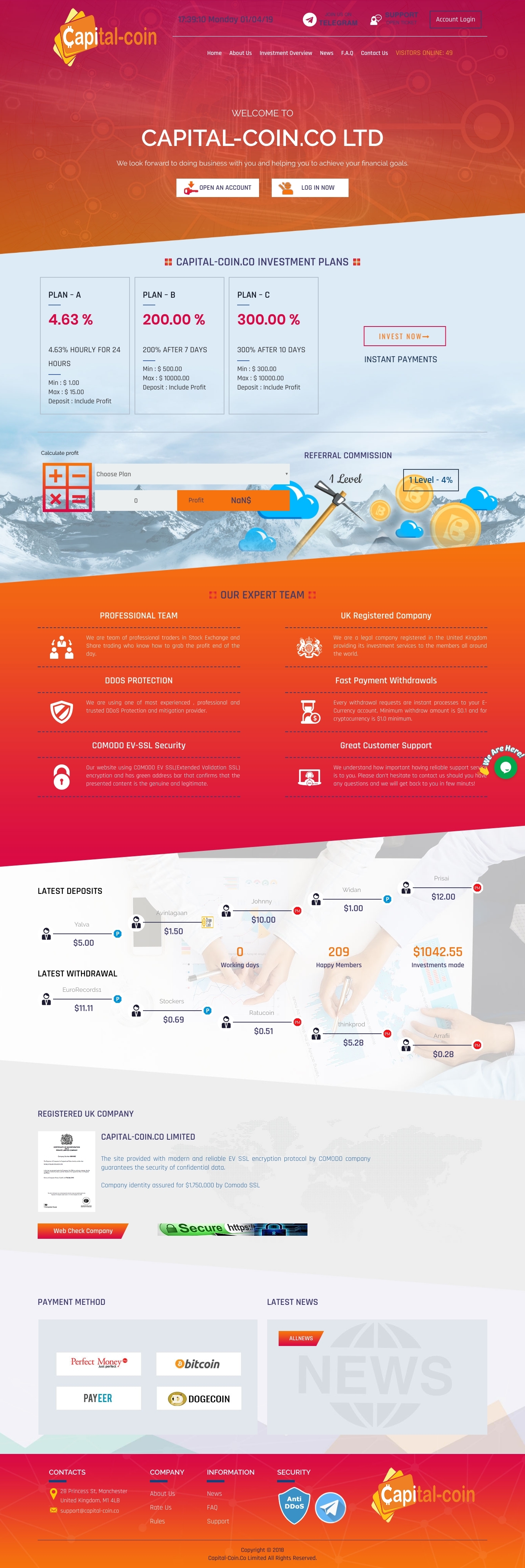 Gaming HYIP project Capital Coin Ltd