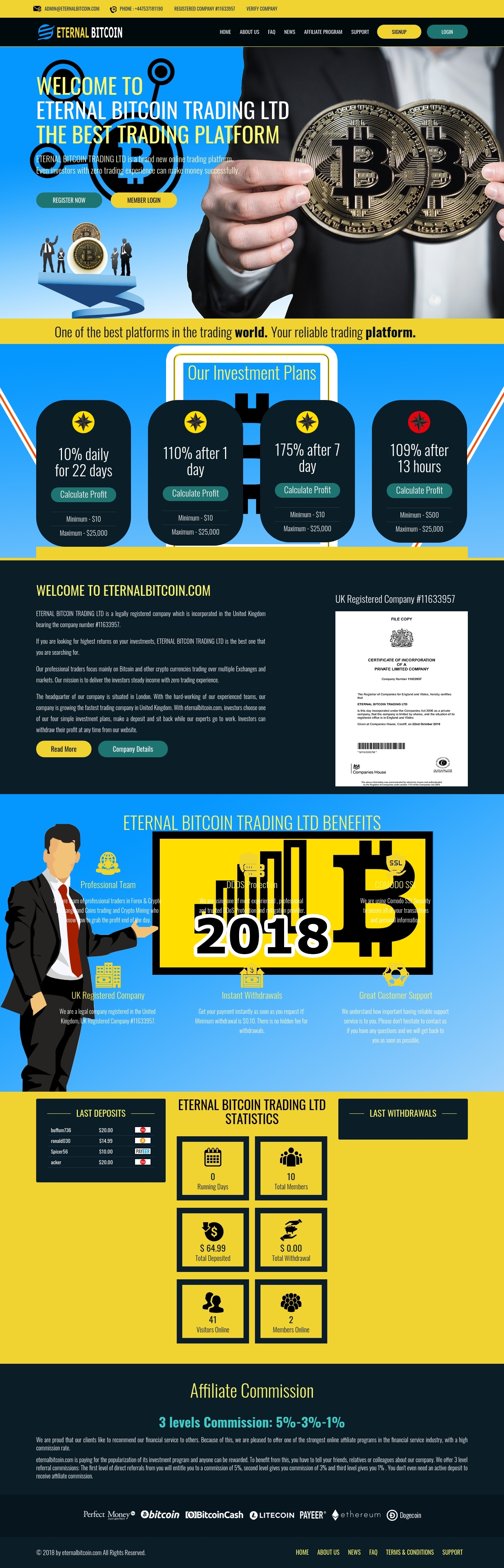 HYIP project ETERNAL BITCOIN TRADING LTD