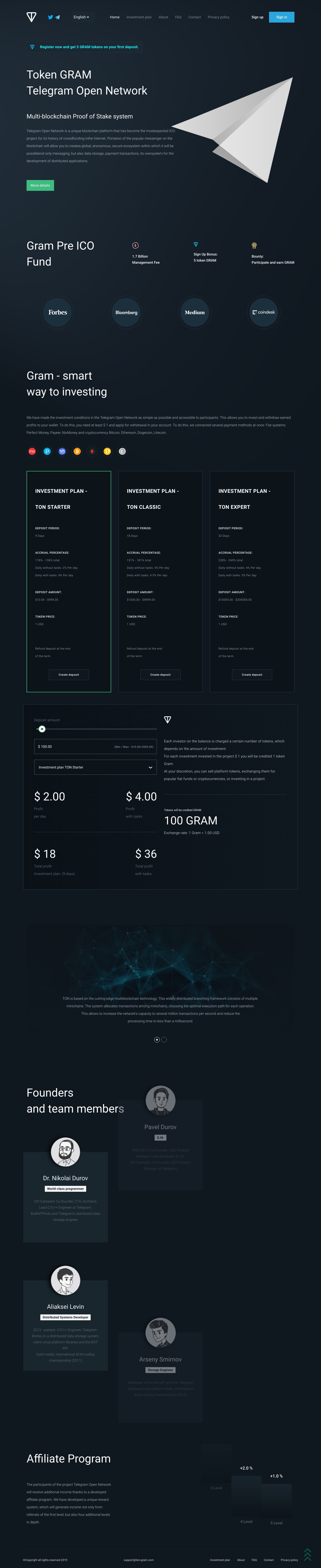 Gaming HYIP project Ton Gram